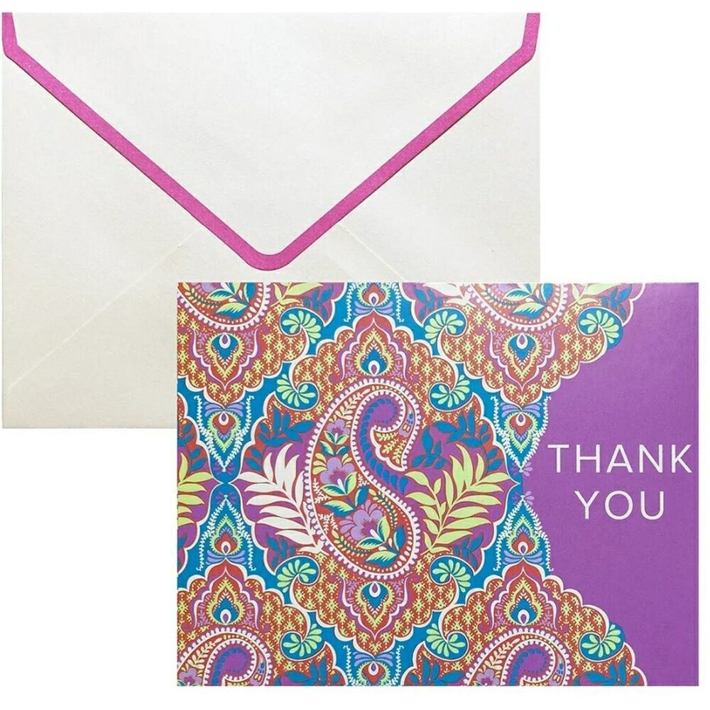 Vera Bradley Thank You Cards Box Set 10 Retired Sealed paisley paradise (22d09)